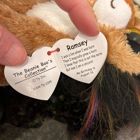 Ty Beanie Boos - RAMSEY the Unicorn Lion Unilion Stuffed Plush Animal Toy - Picture 11 of 11